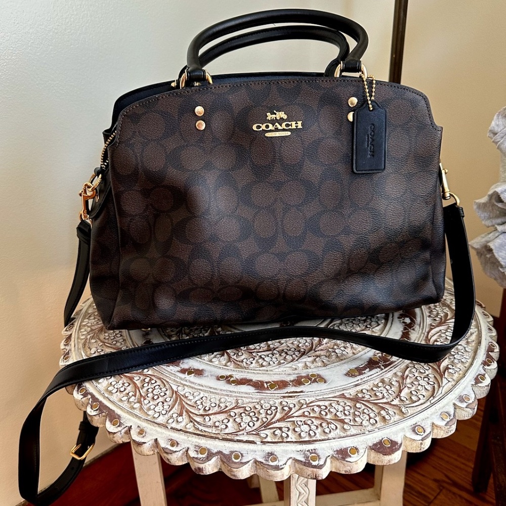 Coach Lillie Carryall Signature Brown Black